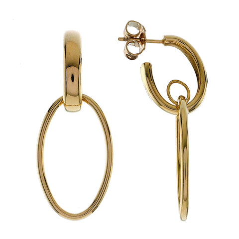 Oval Drop Gold Earrings