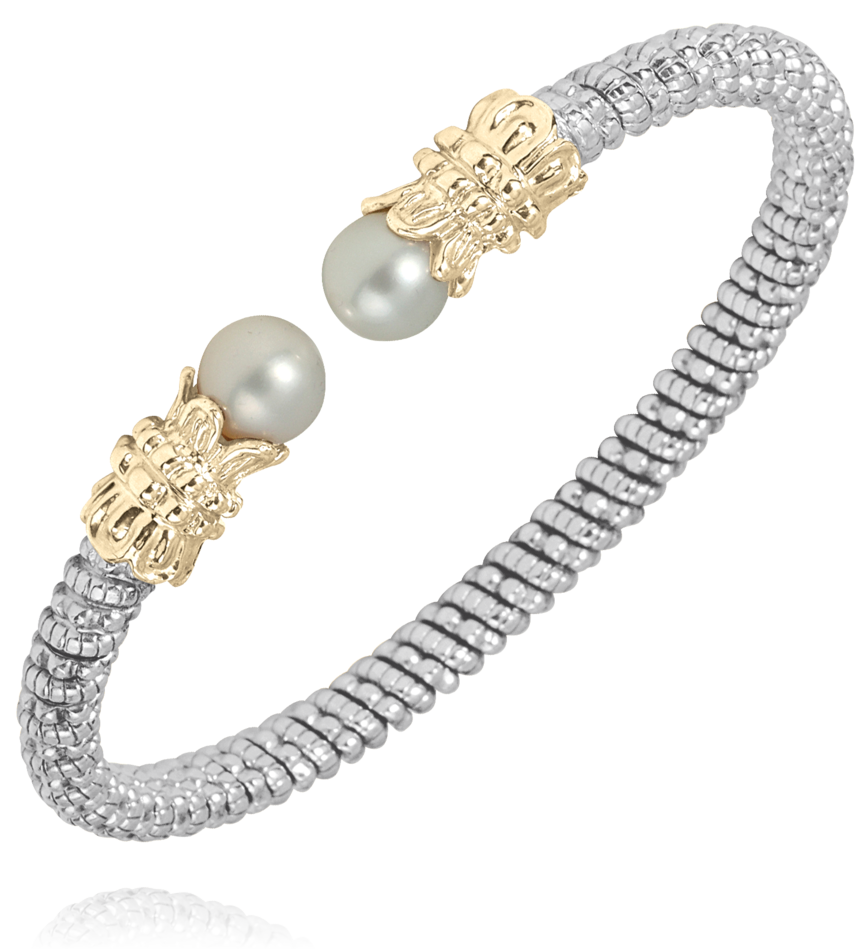 Sterling Silver & 14K Yellow Gold Bracelet with Pearl Accent